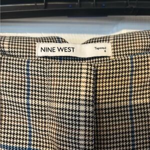 Nine West Black and White Houndstooth Pants with Blue Accents
